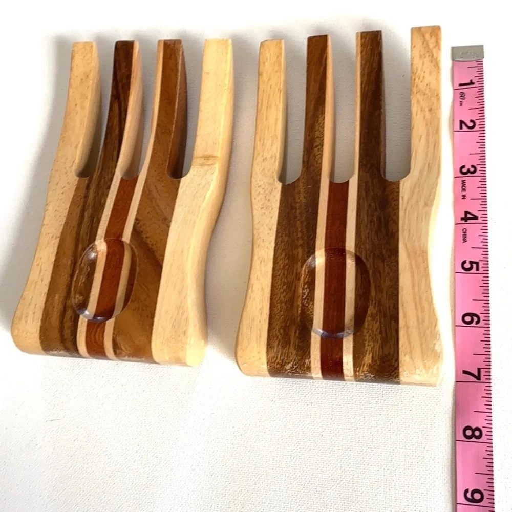 Wooden Salad Forks set, mid century dinner utensils